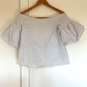 H&M striped, off the shoulder blouse